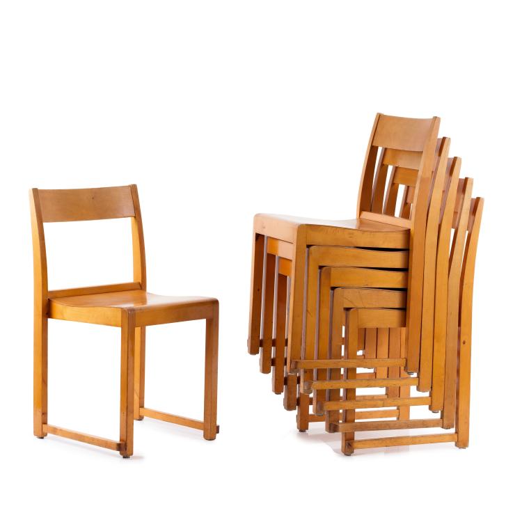 Hauptbild zu Objekt, Sechs Stapelst&uuml;hle 'Orkesterstolen', 1932, Sven Markelius, Svenska M&ouml;belfabrikerna, Bodafors, 154A 77