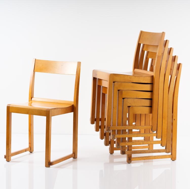 Bild 1 zu Objekt, Sechs Stapelst&uuml;hle 'Orkesterstolen', 1932, Sven Markelius, Svenska M&ouml;belfabrikerna, Bodafors, 154A 77