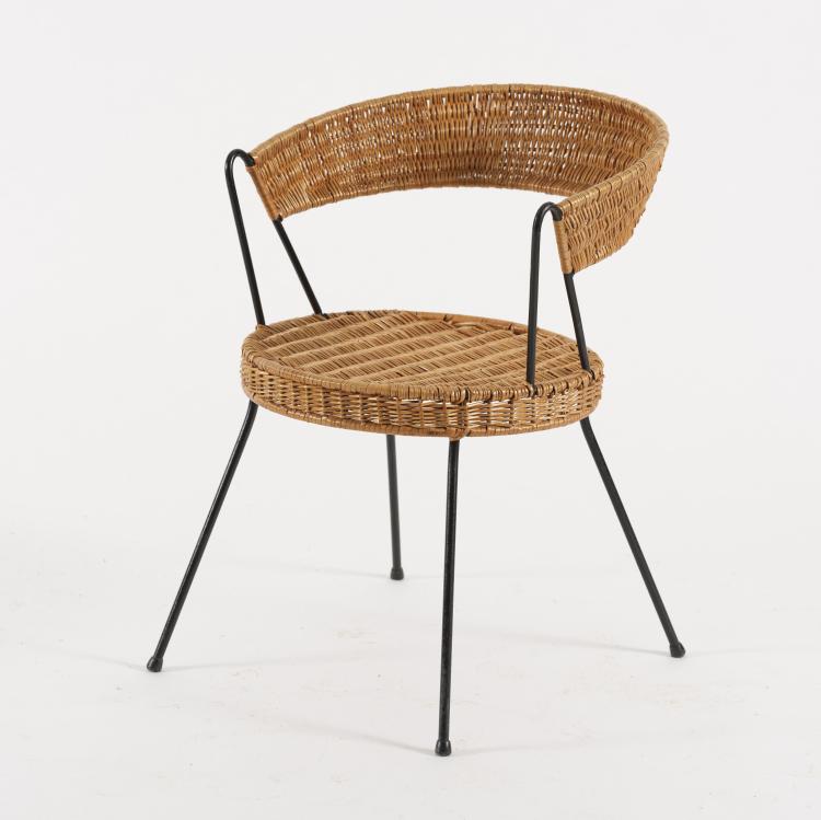 Bild 8 zu Objekt, Korbtisch mit drei St&uuml;hlen, um 1950, NKs Verkst&auml;der, Nyk&ouml;ping (zugeschrieben), 155B 402