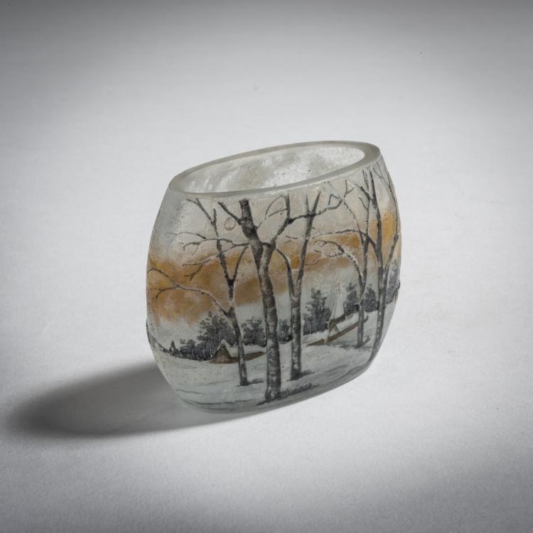Bild 1 zu Objekt, Miniaturvase 'Paysage en hiver', um 1910, Daum Fr&egrave;res, Nancy, 153B 167