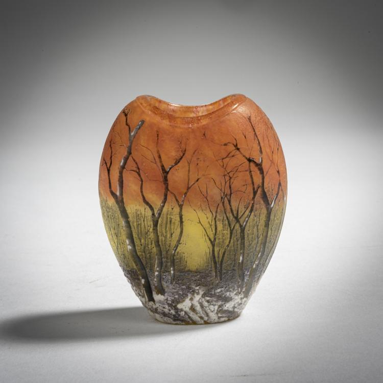 Bild 1 zu Objekt, Miniaturvase 'Cr&eacute;puscule neige' oder 'Paysage hiver', um 1906, Daum Fr&egrave;res, Nancy, 153B 134