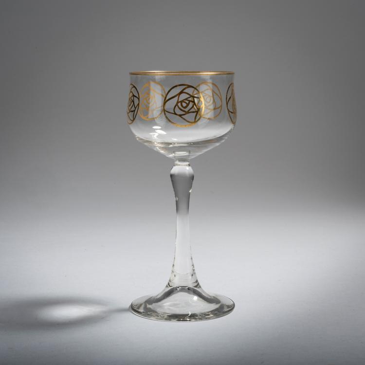 Hauptbild zu Objekt, 'Golden Rose' wine glass, c. 1903, Hans Christiansen, Theresienthaler Krystallglasfabrik, 153B 408