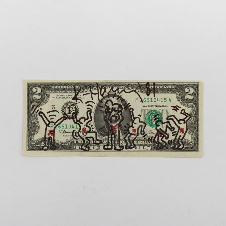 Hauptbild zu Objekt, '2 Dollar Bill Drawing', 1981, Keith Haring, 154D 451