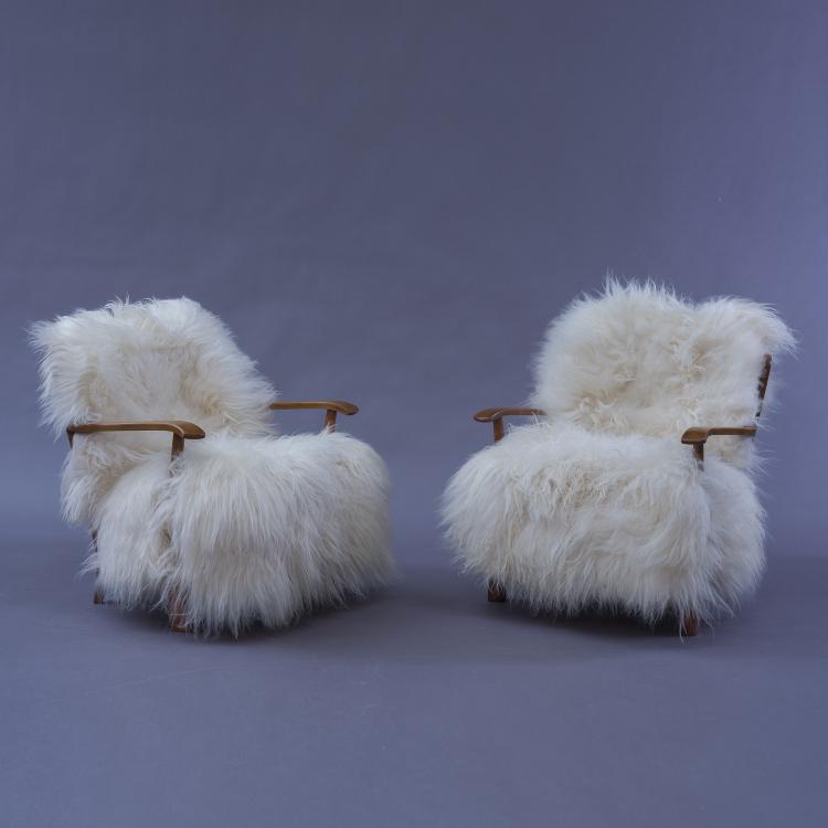 Bild 1 zu Objekt, Zwei Armlehnsessel, 1940er Jahre, Hansen, Fritz, Kopenhagen (zugeschrieben), 155B 325