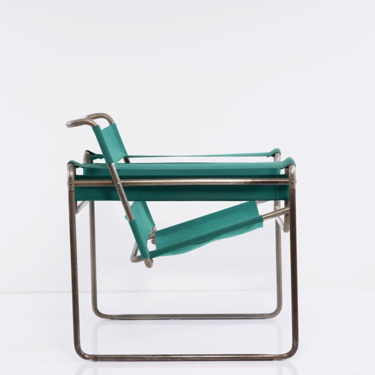 Hauptbild zu Objekt, Armlehnsessel 'B3' - 'Wassily', 1925, Marcel Breuer, Standard M&ouml;bel, Berlin (zugeschrieben), 154A 30
