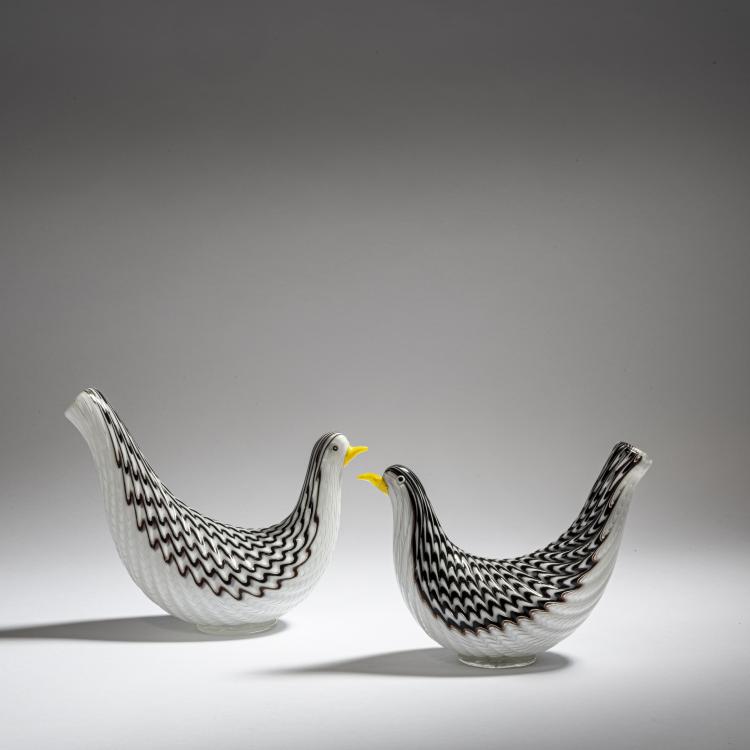 Hauptbild zu Objekt, Two doves 'Filigrana semplice', 1954, Dino Martens, Toso, Aureliano, Murano, 155C 927