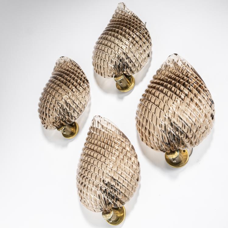 Bild 1 zu Objekt, Vier Wandappliken 'Costolato', 1940er Jahre, Barovier & Toso, Murano, 155A 9