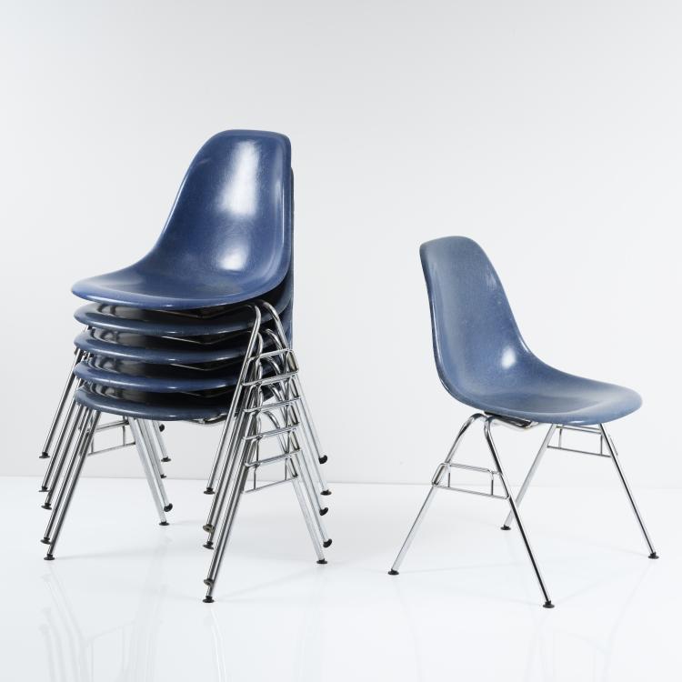 Hauptbild zu Objekt, Six 'Plastic Side Chairs DSS', 1955, Charles Eames,Ray Eames, Vitra, Weil am Rhein, 155B 438