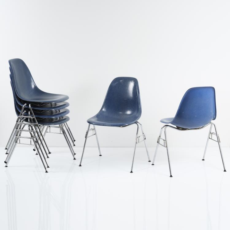 Bild 1 zu Objekt, Six 'Plastic Side Chairs DSS', 1955, Charles Eames,Ray Eames, Vitra, Weil am Rhein, 155B 438