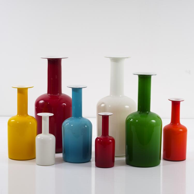 Hauptbild zu Objekt, Eight vases, 1950s, Otto Brauer, Holmegaard Glasvaerk, Kopenhagen, 155B 338