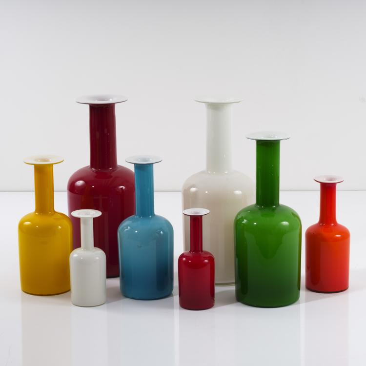 Bild 1 zu Objekt, Eight vases, 1950s, Otto Brauer, Holmegaard Glasvaerk, Kopenhagen, 155B 338