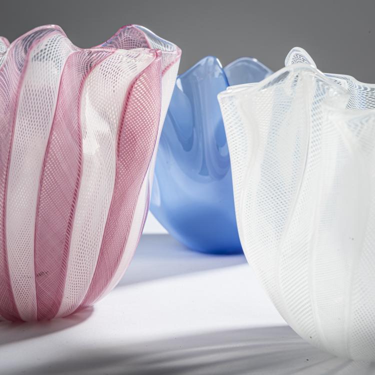 Bild 1 zu Objekt, Drei Vasen 'Fazzoletto', um 1950, Fulvio Bianconi, Venini & C., Murano, 155C 777