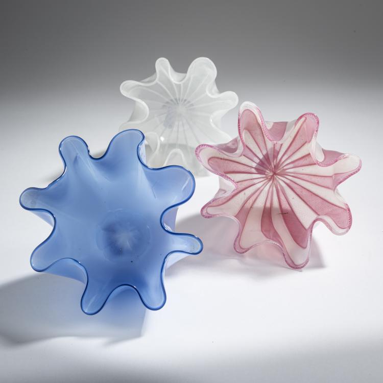 Bild 2 zu Objekt, Drei Vasen 'Fazzoletto', um 1950, Fulvio Bianconi, Venini & C., Murano, 155C 777