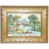Beaded painting with river landscape, 1820