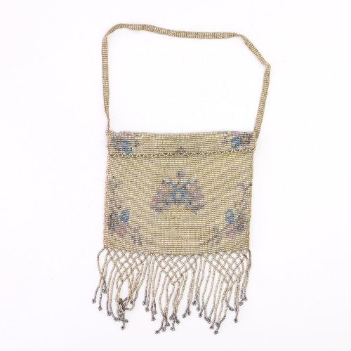 Steel bead flap pouch with butterflies, c. 1910
