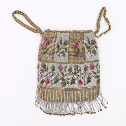 Cut steel pouch with rose motif, c. 1920