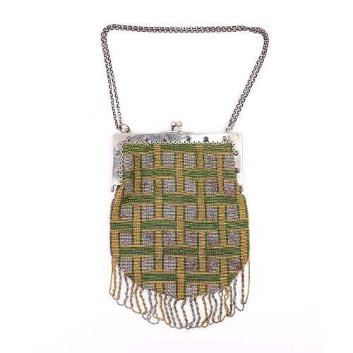 Cut steel handbag with geometric pattern, c. 1920