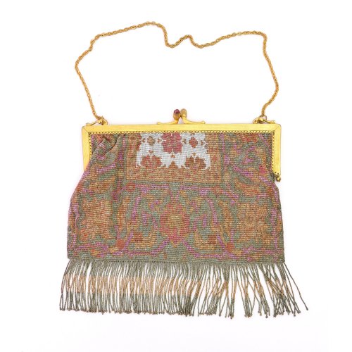 Cut steel handbag with carpet pattern, c. 1920