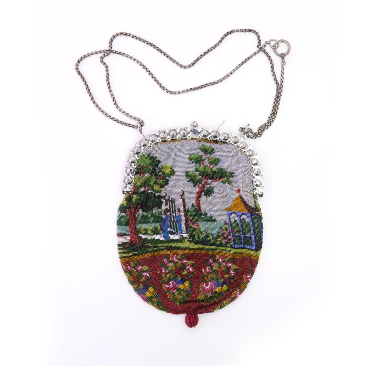 Hauptbild zu Objekt, B&uuml;geltasche mit Landschaftsmotiven, 2. H&auml;lfte 19. Jh., 159D 763