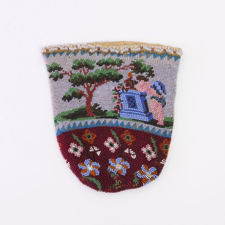 Hauptbild zu Objekt, Perlbeutel mit Engel und Denkmal, 2. H&auml;lfte 19. Jh., 157F 1163