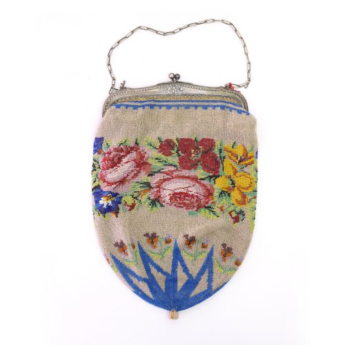 Bag with floral border, c. 1920