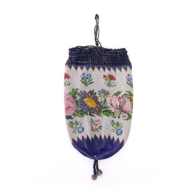 Hauptbild zu Objekt, Pouch with floral border, 2nd half of the 19th century, 159D 774