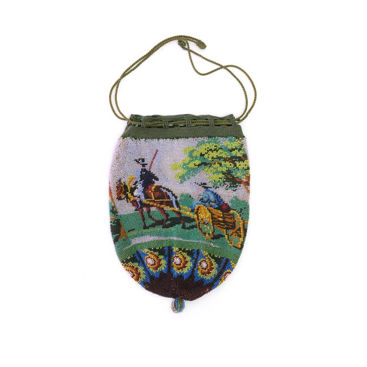Hauptbild zu Objekt, Pouch with peasant scene, 19th century, 157F 1143