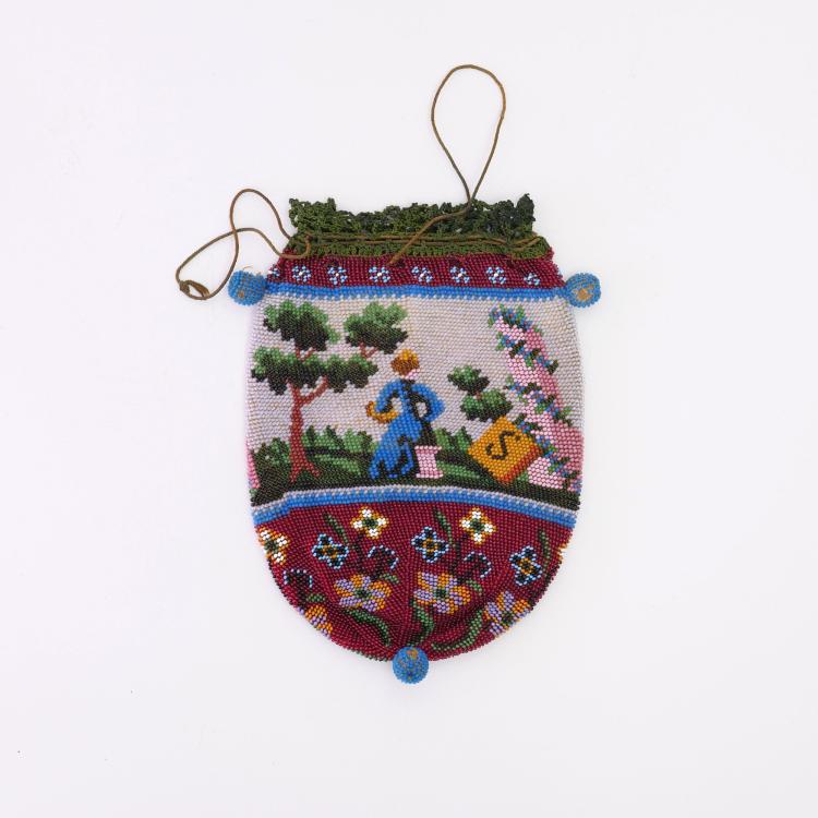 Hauptbild zu Objekt, Perlbeutel mit Landschaftsszene, 2. H&auml;lfte 19. Jh., 157F 1166