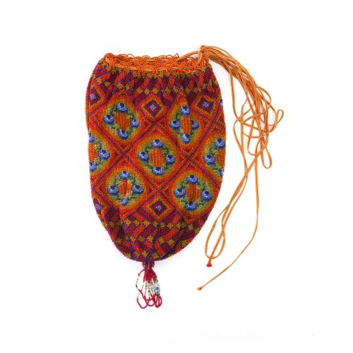 Pouch with floral wreaths in geometric shapes, c. 1920