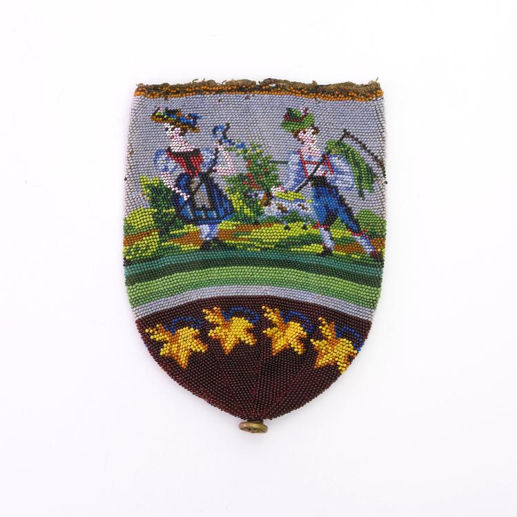 Hauptbild zu Objekt, Pouch with peasant scene, 2nd half of the 19th century, 157F 1145