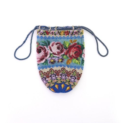 Pouch with floral border, c. 1910