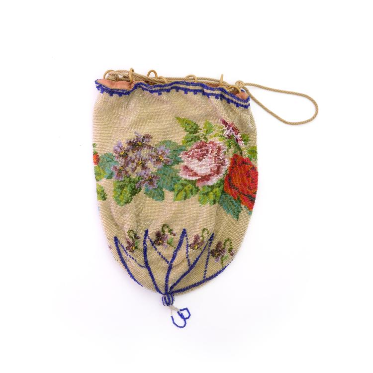 Hauptbild zu Objekt, Pouch with floral border, 2nd half of the 19th century, 159D 775