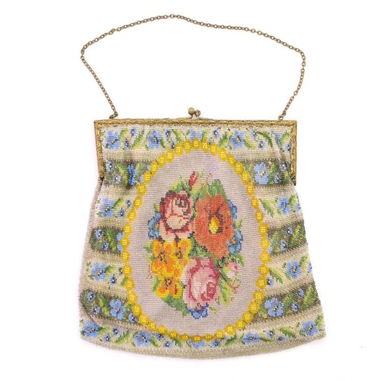 Hauptbild zu Objekt, B&uuml;geltasche mit Blumendekor, um 1900, 157F 1218