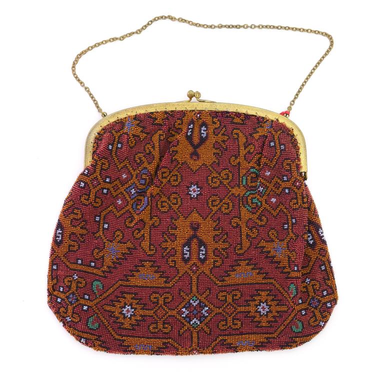 Hauptbild zu Objekt, B&uuml;geltasche mit Teppichmotiv, um 1930, 157F 1378