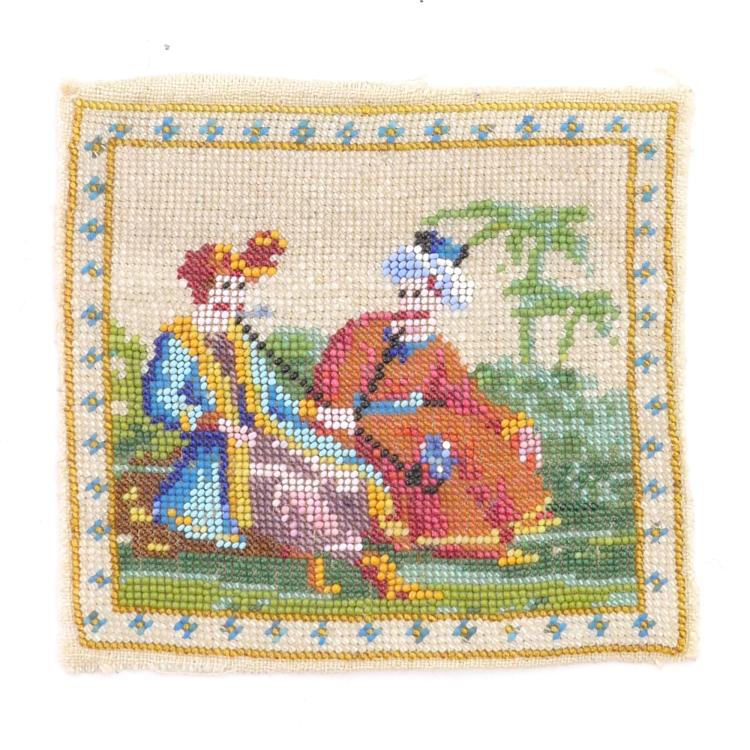 Hauptbild zu Objekt, Perlenstickerei mit orientalischer Szene, 2. H&auml;lfte 19. Jh., 157F 1461