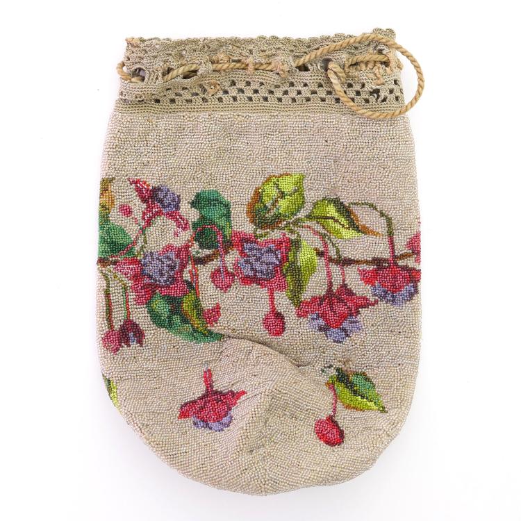 Hauptbild zu Objekt, Perlbeutel mit Blumenranke, um 1900, 159D 829