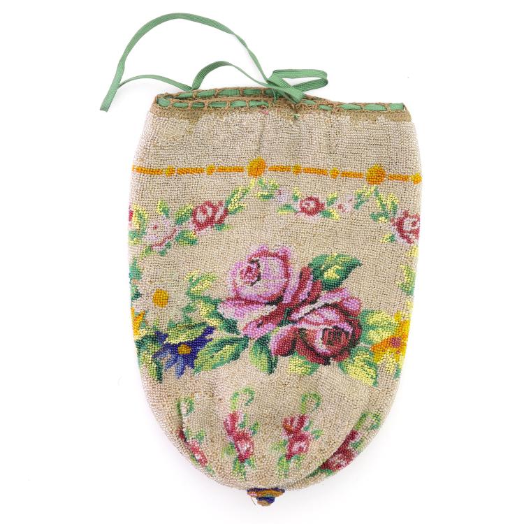 Hauptbild zu Objekt, Pouch with floral border, 2nd half of the 19th century, 159D 797