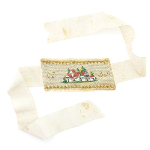 Silk ribbon with a village motif, 2nd half of the 19th century
