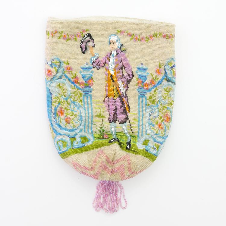 Hauptbild zu Objekt, Perlbeutel mit Edelmann, um 1900, 159D 832