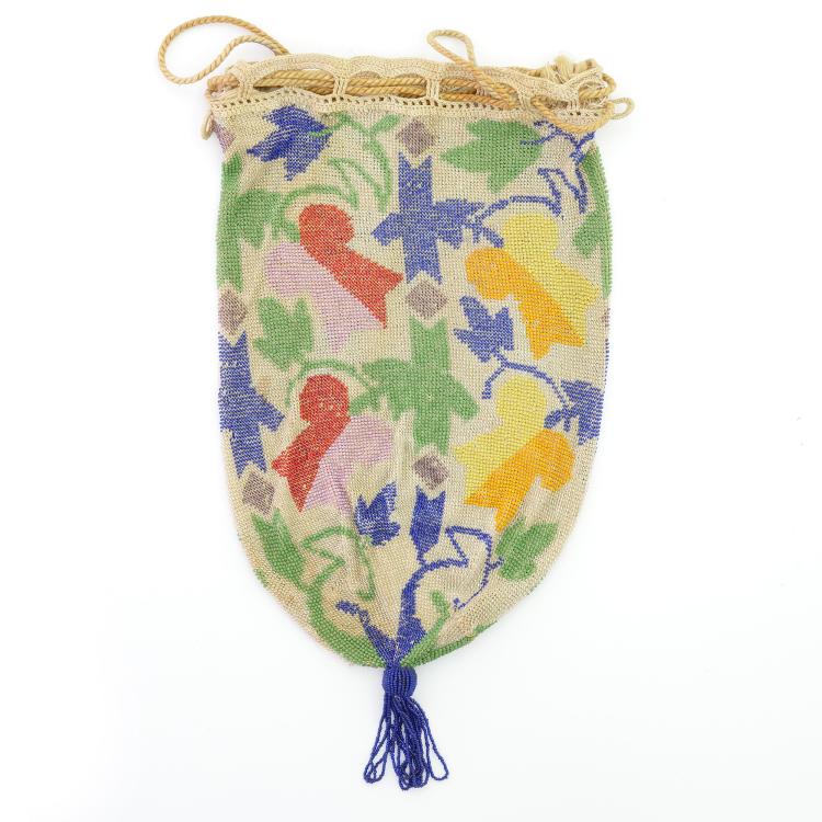 Hauptbild zu Objekt, Art D&eacute;co Beutel mit stilisierten Glockenblumen, um 1920, 157F 1330