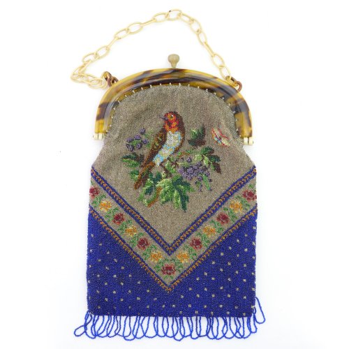 Bag with robin and flower branch, 1st half of the 20th century