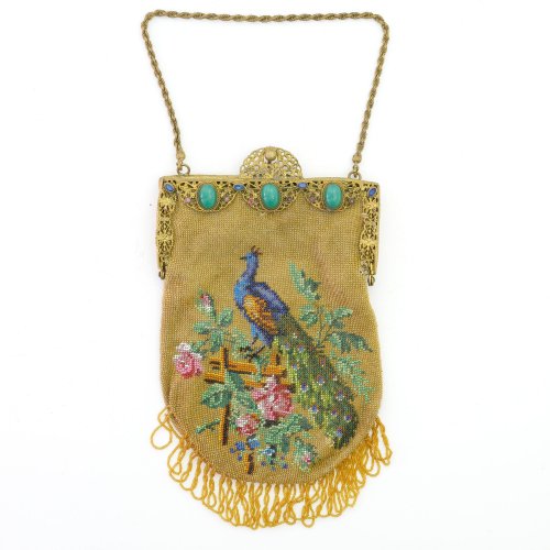 Bag with peacock, late 19th century