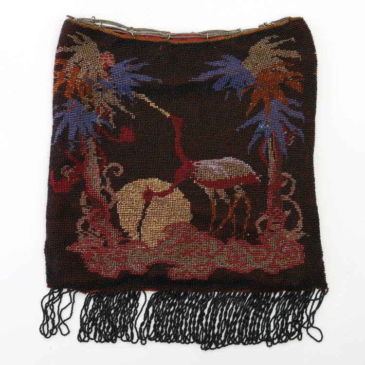 Hauptbild zu Objekt, Gro&szlig;er Perlbeutel mit orientalischer Szene, um 1900, 159D 818