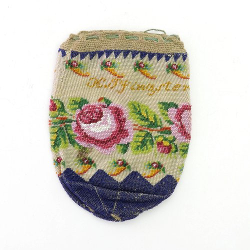 Tobacco pouch 'K. Pfingsten. 1823' with rose border and cornucopias, 1823