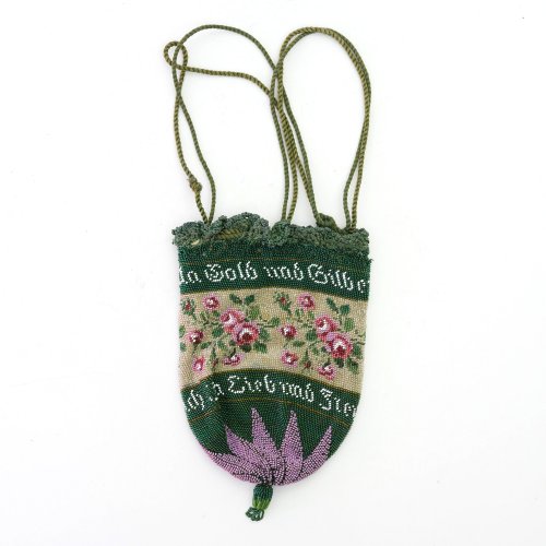 Pouch with rose border and slogan banderole, 2nd half of the 19th century