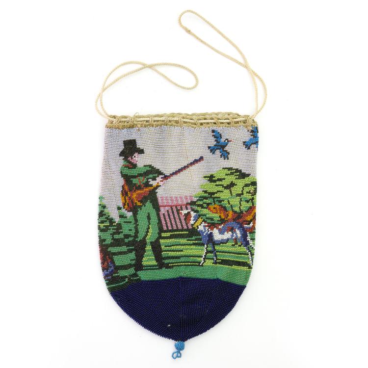 Hauptbild zu Objekt, Tabaksbeutel mit Jagdmotiv, um 1850, 157F 1147