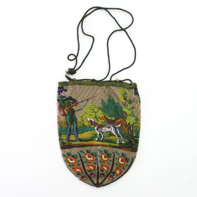 Hauptbild zu Objekt, Tabaksbeutel mit Jagdmotiv, 1. H&auml;lfte 19. Jh., 159D 745