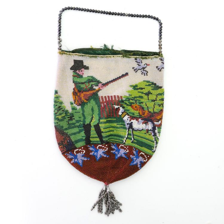 Hauptbild zu Objekt, Pouch with hunting motif, 2nd half of the 19th century, 159D 760