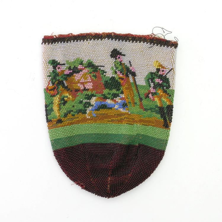 Hauptbild zu Objekt, Perlbeutel mit Jagdszene, 2. H&auml;lfte 19. Jh., 159D 780