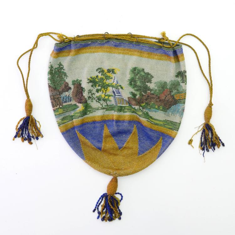 Bild 1 zu Objekt, Perlbeutel mit Landschaftsszene, 2. H&auml;lfte 19. Jh., 159D 803